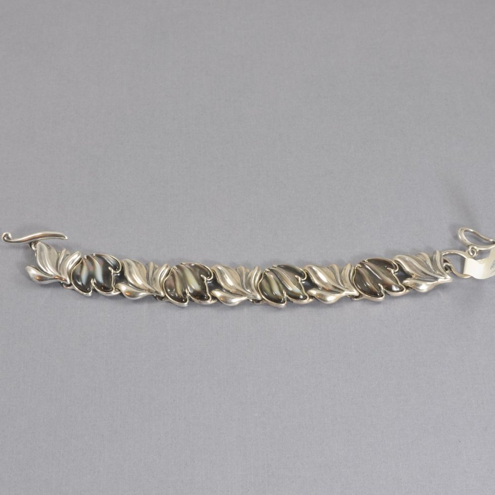 NWT Carolyn Pollack Sterling & Grey Mother-of-Pearl 6-3/4" Link Bracelet